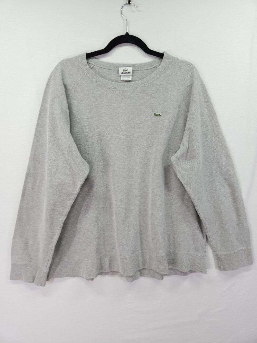 Lacoste Mens Size 9 3XL Gray Heavy Pique Knit Crewneck Sweatshirt Pullover Top